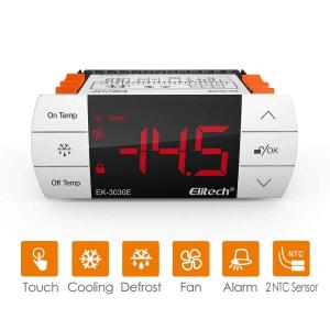 Elitech EK-3030E Digital Temperature Controller Cooling Defrosting and Fan Control Outpus With Temperature and Defrosting Prpbe Sensor, RS-485 Interface, Touch Key